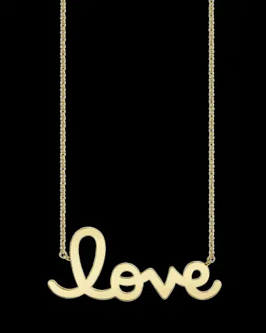Sydney Evan Pure Gold Big Love Script Necklace | Thumbnail 2 Sydney Evan Pure Gold Big Love Script Necklace | Thumbnail 2