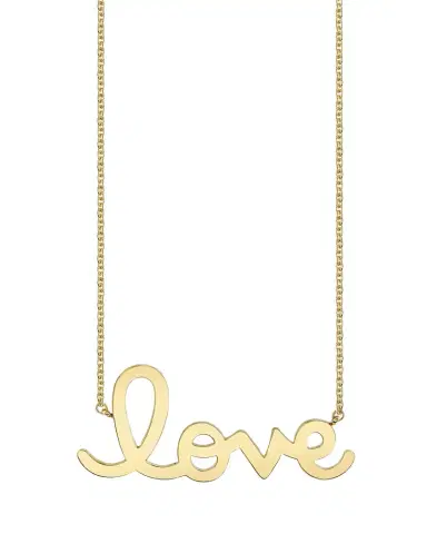 Sydney Evan Pure Gold Big Love Script Necklace | Thumbnail 1 Sydney Evan Pure Gold Big Love Script Necklace | Thumbnail 1