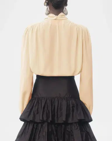 Valentino Garavani Ruffle Tie-Neck Silk Blouse | Thumbnail 2