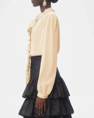 Valentino Garavani Ruffle Tie-Neck Silk Blouse | Thumbnail 3