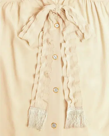 Valentino Garavani Ruffle Tie-Neck Silk Blouse | Thumbnail 4
