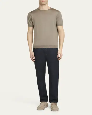 Giorgio Armani Men's Silk-Cotton Crew T-Shirt | Thumbnail 2