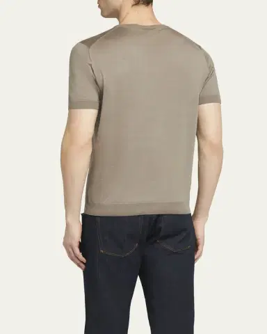 Giorgio Armani Men's Silk-Cotton Crew T-Shirt | Thumbnail 3