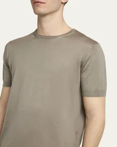Giorgio Armani Men's Silk-Cotton Crew T-Shirt | Thumbnail 5
