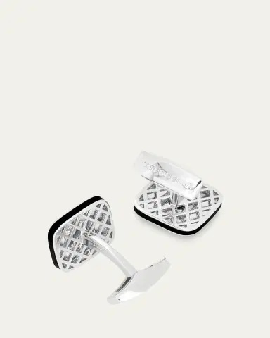 Tateossian Men's Refratto Cufflinks with Black Spinel In Rhodium-Plated Silver | Thumbnail 3 Tateossian Men's Refratto Cufflinks with Black Spinel In Rhodium-Plated Silver | Thumbnail 3