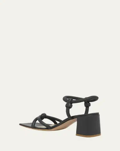 Gianvito Rossi Knotted Leather Block-Heel Sandals | Thumbnail 2
