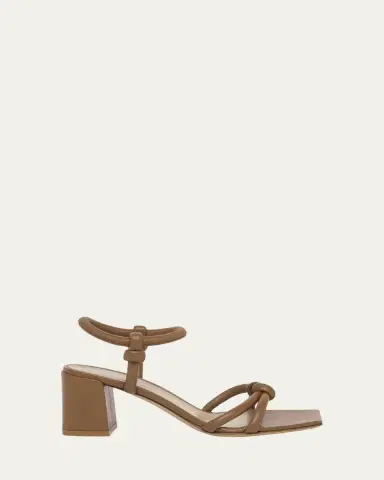 Gianvito Rossi Knotted Leather Block-Heel Sandals | Thumbnail 5