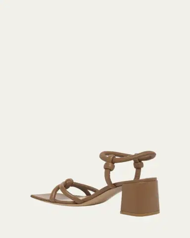 Gianvito Rossi Knotted Leather Block-Heel Sandals | Thumbnail 6