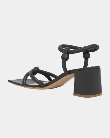 Gianvito Rossi Knotted Leather Block-Heel Sandals | Thumbnail 9