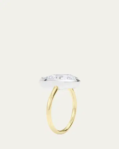 HauteCarat Two Tone 18K Tilted Pear Lab Grown Diamond Ring, 2.0tcw | Thumbnail 3