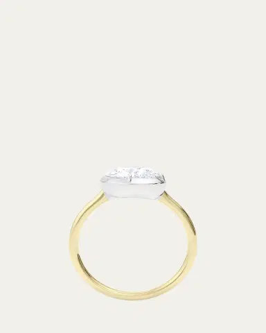 HauteCarat Two Tone 18K Tilted Pear Lab Grown Diamond Ring, 2.0tcw | Thumbnail 4