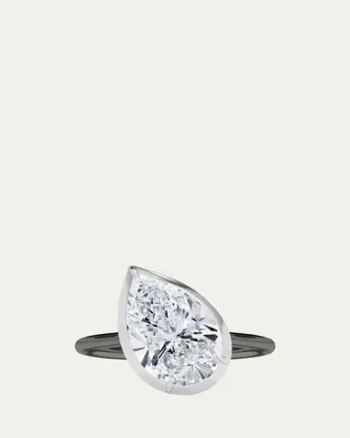HauteCarat Two Tone 18K Tilted Pear Lab Grown Diamond Ring, 2.0tcw | Thumbnail 5