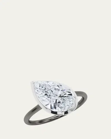 HauteCarat Two Tone 18K Tilted Pear Lab Grown Diamond Ring, 2.0tcw | Thumbnail 6