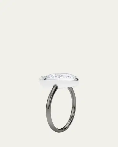 HauteCarat Two Tone 18K Tilted Pear Lab Grown Diamond Ring, 2.0tcw | Thumbnail 7