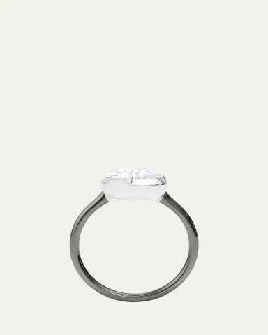 HauteCarat Two Tone 18K Tilted Pear Lab Grown Diamond Ring, 2.0tcw | Thumbnail 8