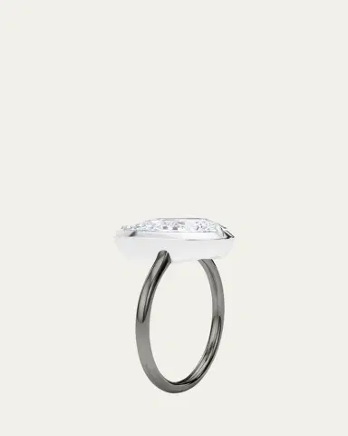 HauteCarat Two Tone 18K Tilted Pear Lab Grown Diamond Ring, 3.0tcw | Thumbnail 3