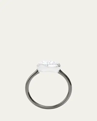 HauteCarat Two Tone 18K Tilted Pear Lab Grown Diamond Ring, 3.0tcw | Thumbnail 4