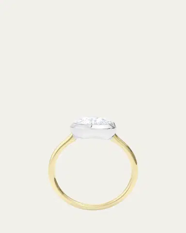 HauteCarat Two Tone 18K Tilted Pear Lab Grown Diamond Ring, 3.0tcw | Thumbnail 8