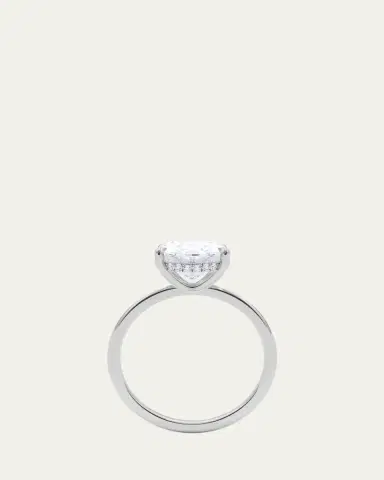HauteCarat 18K Oval Cut Hidden Halo Platinum Lab Grown Diamond Ring, 3.0tcw | Thumbnail 4