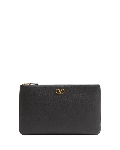 Valentino Garavani VLOGO Medium Leather Flat Pouch Bag | Thumbnail 4