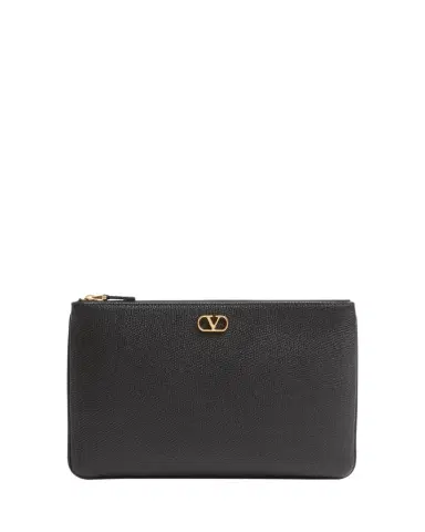 Valentino Garavani VLOGO Medium Leather Flat Pouch Bag | Thumbnail 1