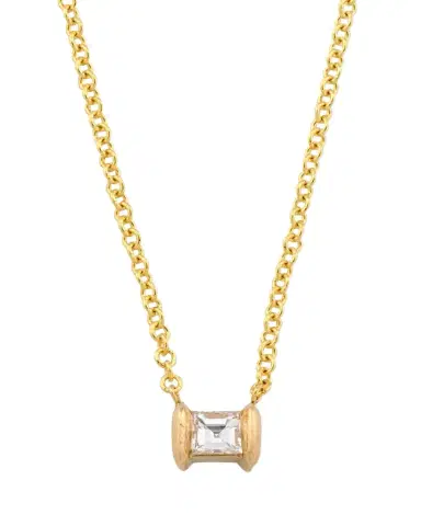 Lizzie Mandler Fine Jewelry Yellow Gold Mini Anchor Carre Diamond Necklace | Thumbnail 1 Lizzie Mandler Fine Jewelry Yellow Gold Mini Anchor Carre Diamond Necklace | Thumbnail 1