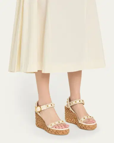 Valentino Garavani Rockstud Leather Wedge Espadrille Sandals | Thumbnail 2 Valentino Garavani Rockstud Leather Wedge Espadrille Sandals | Thumbnail 2