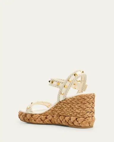 Valentino Garavani Rockstud Leather Wedge Espadrille Sandals | Thumbnail 4 Valentino Garavani Rockstud Leather Wedge Espadrille Sandals | Thumbnail 4