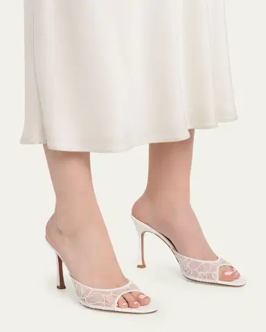 Amina Muaddi Alexa Lace Stiletto Mule Sandals | Thumbnail 2