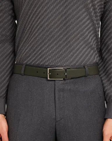 Brioni Men's Reversible Grained Leather Belt | Thumbnail 2