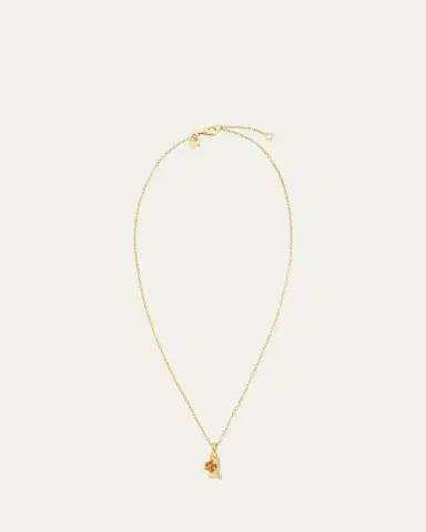 Procaccia Jewelry 18K Gold Hebrew GIMEL Mandarin Garnet Initial Necklace, 18"L | Thumbnail 3 Procaccia Jewelry 18K Gold Hebrew GIMEL Mandarin Garnet Initial Necklace, 18"L | Thumbnail 3