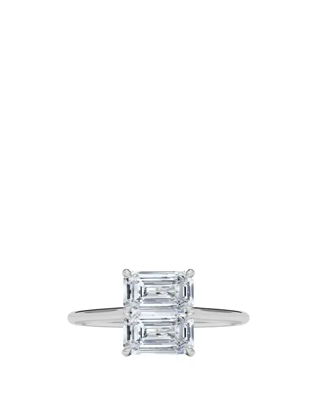 18K Emerald Lab Grown Diamond East-West Twin Ring
