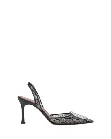 Amina Muaddi Camelia Lace Crystal Slingback Pumps | Thumbnail 1 Amina Muaddi Camelia Lace Crystal Slingback Pumps | Thumbnail 1