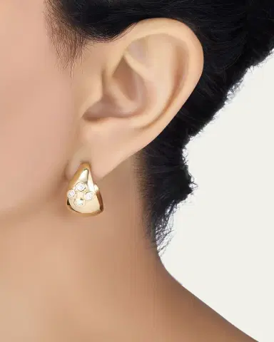 L. Klein Dome Polished 18K Yellow Gold Hoop Diamond Earrings | Thumbnail 2 L. Klein Dome Polished 18K Yellow Gold Hoop Diamond Earrings | Thumbnail 2