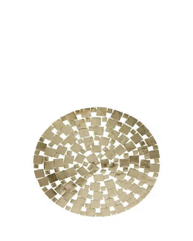 Nomi K Modern Squares Goldtone Metal Placemat, 15" Round