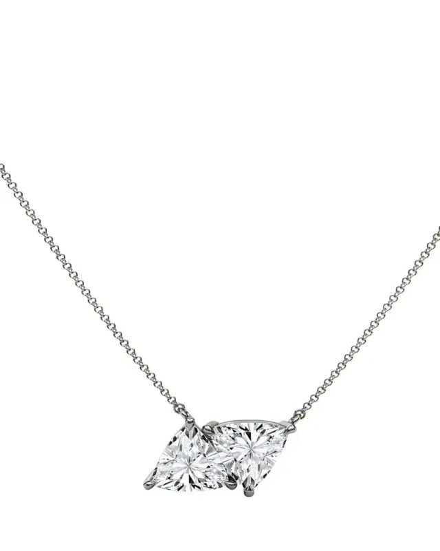 HauteCarat 18K Trillion Lab Grown Diamond Twin Necklace