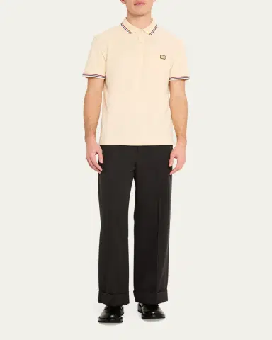 Valentino Garavani Men's Contrast-Tip Pique Polo Shirt | Thumbnail 2
