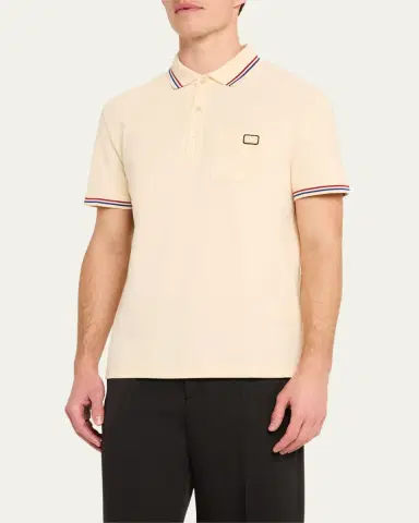 Valentino Garavani Men's Contrast-Tip Pique Polo Shirt | Thumbnail 4