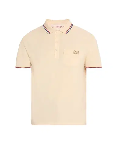 Valentino Garavani Men's Contrast-Tip Pique Polo Shirt | Thumbnail 1