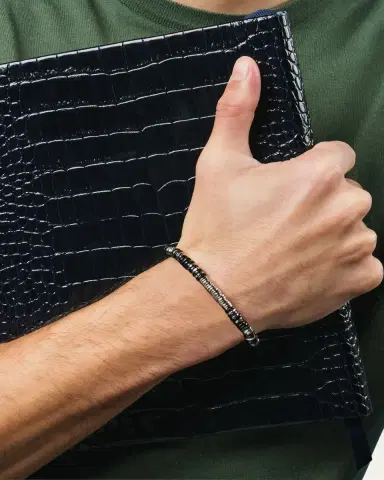 Tateossian Men's Silver and Agate Constellation Beaded Bracelet | Thumbnail 2