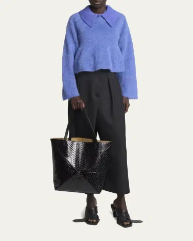 Loewe Puzzle Fold Large Patent Python-Embossed Tote Bag | Thumbnail 2
