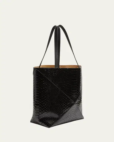Loewe Puzzle Fold Large Patent Python-Embossed Tote Bag | Thumbnail 3