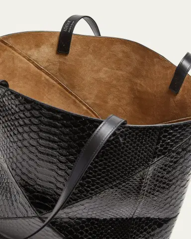Loewe Puzzle Fold Large Patent Python-Embossed Tote Bag | Thumbnail 4