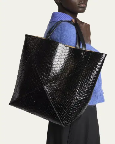 Loewe Puzzle Fold Large Patent Python-Embossed Tote Bag | Thumbnail 5