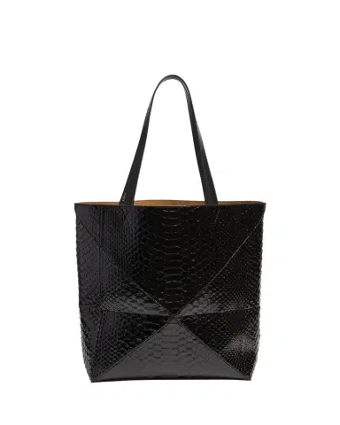 Loewe Puzzle Fold Large Patent Python-Embossed Tote Bag | Thumbnail 1