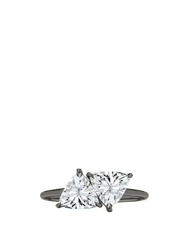 HauteCarat 18K Trillion Lab Grown Diamond Twin Ring