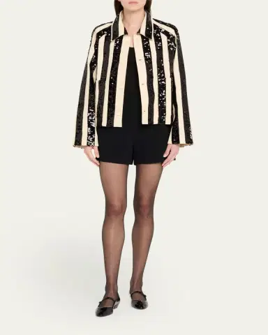 BODE Grandstand Sequined Stripe Cropped Jacket | Thumbnail 2