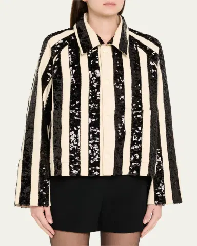 BODE Grandstand Sequined Stripe Cropped Jacket | Thumbnail 4