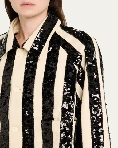 BODE Grandstand Sequined Stripe Cropped Jacket | Thumbnail 5