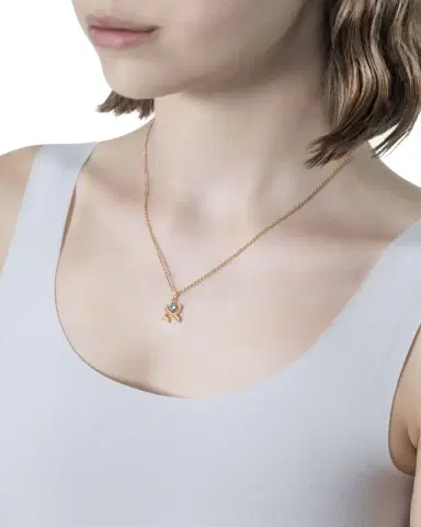 Procaccia Jewelry 18K Gold Hebrew ALEF Aquamarine Initial Necklace, 18"L | Thumbnail 2 Procaccia Jewelry 18K Gold Hebrew ALEF Aquamarine Initial Necklace, 18"L | Thumbnail 2